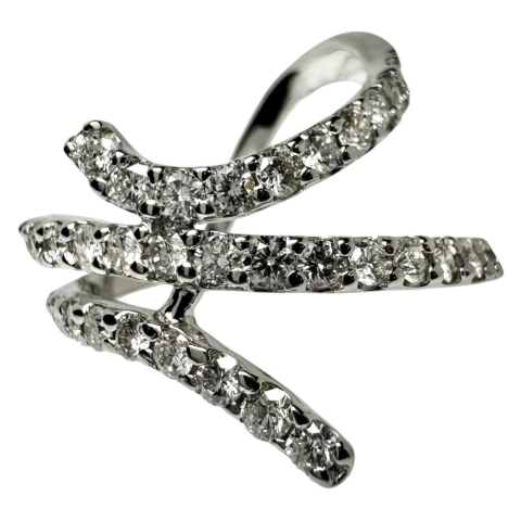 13.5号 ダイヤモンド 計1.08ct リング・指輪 K18WGホワイトゴールド 18金 6.1g レディース【中古】【真子質店】【NN】【IxMoY】