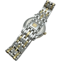 【OMEGA/オメガ】 デビル 424.25.27.60.55.001 8P&ダイヤモンド巻ベゼル 腕時計 ステンレススチール/イエローゴールド クオーツ シェル文字盤/シルバー、ゴールドコンビベルト レディース【中古】【真子質店】【GD】【TKMox】