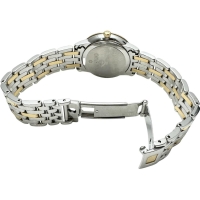 【OMEGA/オメガ】 デビル 424.25.27.60.55.001 8P&ダイヤモンド巻ベゼル 腕時計 ステンレススチール/イエローゴールド クオーツ シェル文字盤/シルバー、ゴールドコンビベルト レディース【中古】【真子質店】【GD】【TKMox】