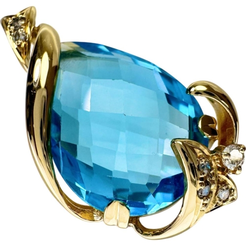 ブルートパーズ 18.31ct ダイヤモンド 0.14ct ペンダントトップ