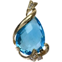 ブルートパーズ 18.31ct ダイヤモンド 0.14ct ペンダントトップ K18ゴールド 18金 9.3g レディース【中古】【真子質店】【NN】【KST】