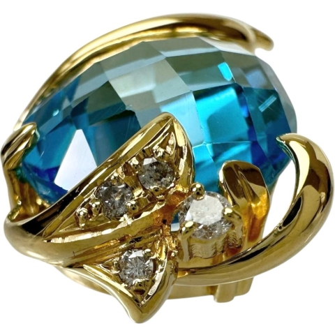 ブルートパーズ 18.31ct ダイヤモンド 0.14ct ペンダントトップ K18ゴールド 18金 9.3g レディース【中古】【真子質店】【NN】【KST】