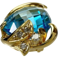 ブルートパーズ 18.31ct ダイヤモンド 0.14ct ペンダントトップ K18ゴールド 18金 9.3g レディース【中古】【真子質店】【NN】【KST】