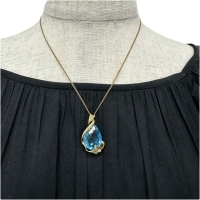 ブルートパーズ 18.31ct ダイヤモンド 0.14ct ペンダントトップ K18ゴールド 18金 9.3g レディース【中古】【真子質店】【NN】【KST】
