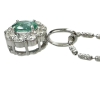 エメラルド 0.20ct ダイヤモンド 0.29ct ネックレス K18WGホワイトゴールド 18金 4.2g 55cm レディース【中古】【真子質店】【NN】【YTK】