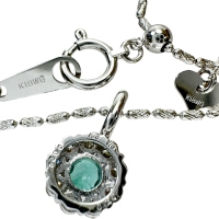 エメラルド 0.20ct ダイヤモンド 0.29ct ネックレス K18WGホワイトゴールド 18金 4.2g 55cm レディース【中古】【真子質店】【NN】【YTK】