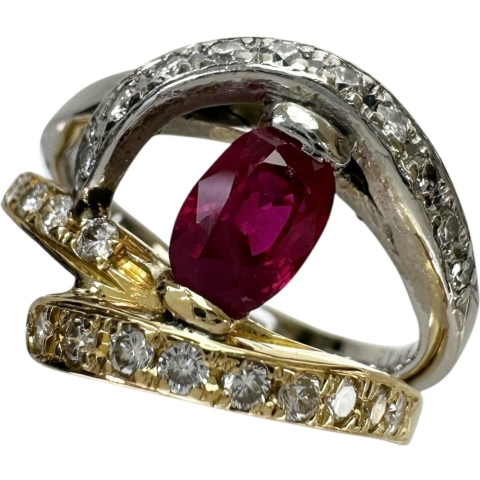 12号 ビルマ産ルビー 1.00ct ダイヤモンド 0.41ct リング・指輪