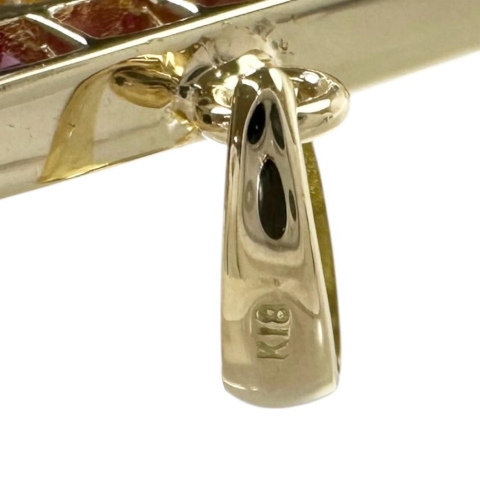 スクエア型 中央ルビー 1.35ct その他ルビー 0.60ct ダイヤモンド 0.97ct ペンダントトップ K18ゴールド 18金 7.6g レディース【中古】【真子質店】【NN】【ITIx】