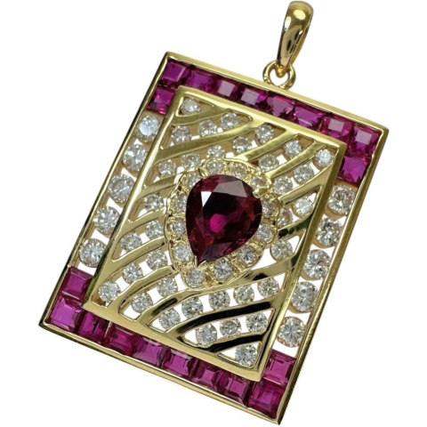 限定値下げ☆K18WGルビー＆ダイヤペンダントヘッド ルビー 1.45ct ダイヤモンド 0.88ct ペンダントトップ K18
