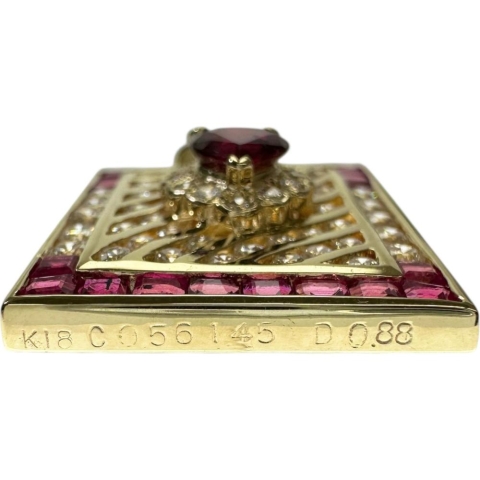 限定値下げ☆K18WGルビー＆ダイヤペンダントヘッド ルビー 1.45ct ダイヤモンド 0.88ct ペンダントトップ K18