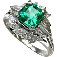 16号 エメラルド 0.90ct ダイヤモンド 0.53ct リング・指輪 Pt900プラチナ 4.8g レディース【中古】【真子質店】【NN】【IMoSMo】