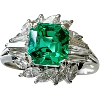 16号 エメラルド 0.90ct ダイヤモンド 0.53ct リング・指輪 Pt900プラチナ 4.8g レディース【中古】【真子質店】【NN】【IMoSMo】