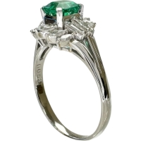 16号 エメラルド 0.90ct ダイヤモンド 0.53ct リング・指輪 Pt900プラチナ 4.8g レディース【中古】【真子質店】【NN】【IMoSMo】