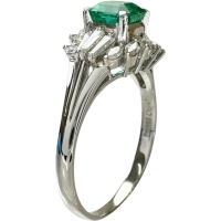 16号 エメラルド 0.90ct ダイヤモンド 0.53ct リング・指輪 Pt900プラチナ 4.8g レディース【中古】【真子質店】【NN】【IMoSMo】