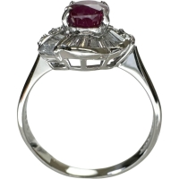 14号 ルビー 1.01ct ダイヤモンド 0.32ct リング・指輪 Pt900プラチナ 4.5g レディース【中古】【真子質店】【NN】【YSMa】
