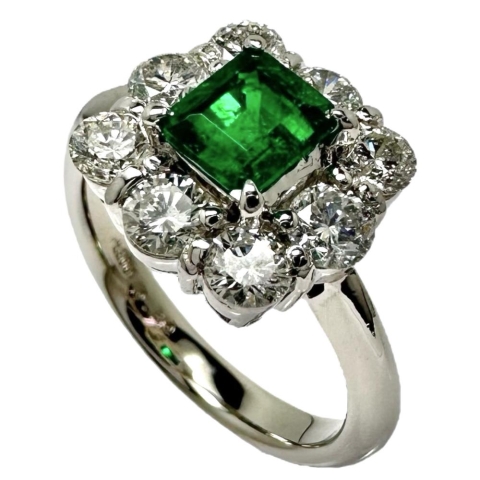 12.5号 エメラルド 0.80ct ダイヤモンド 計1.18ct リング・指輪