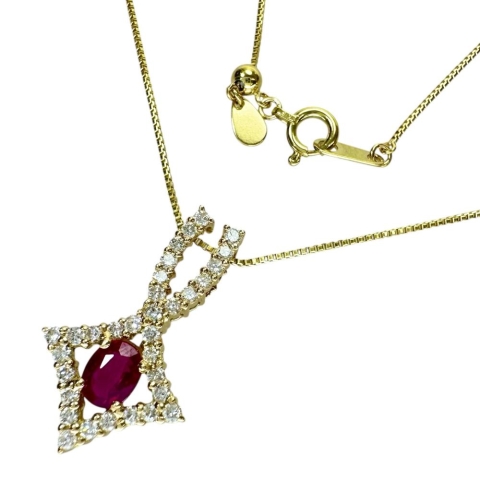 ルビー 0.46ct ダイヤモンド 0.40ct ネックレス K18ゴールド 18