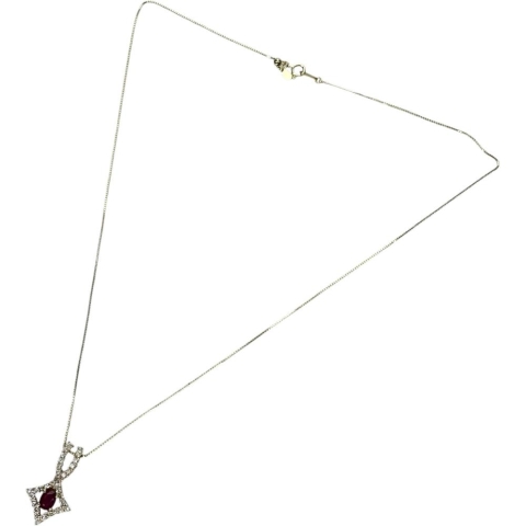 ルビー 0.46ct ダイヤモンド 0.40ct ネックレス K18ゴールド 18金 3.9g 46cm レディース【中古】【真子質店】【NN】【KxD】