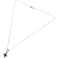 ルビー 0.46ct ダイヤモンド 0.40ct ネックレス K18ゴールド 18金 3.9g 46cm レディース【中古】【真子質店】【NN】【KxD】