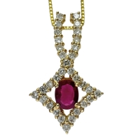 ルビー 0.46ct ダイヤモンド 0.40ct ネックレス K18ゴールド 18金 3.9g 46cm レディース【中古】【真子質店】【NN】【KxD】
