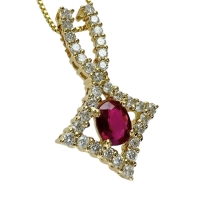 ルビー 0.46ct ダイヤモンド 0.40ct ネックレス K18ゴールド 18金 3.9g 46cm レディース【中古】【真子質店】【NN】【KxD】