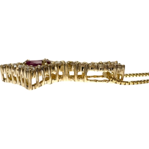 ルビー 0.46ct ダイヤモンド 0.40ct ネックレス K18ゴールド 18金 3.9g 46cm レディース【中古】【真子質店】【NN】【KxD】