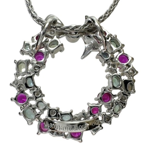 リースデザイン ルビー 0.75ct アレキサンドライト 0.53ct ダイヤモンド 0.22ct ネックレス Pt900プラチナ/Pt850プラチナ 10.3g 40cm レディース【中古】【真子質店】【NN】【MiDK】