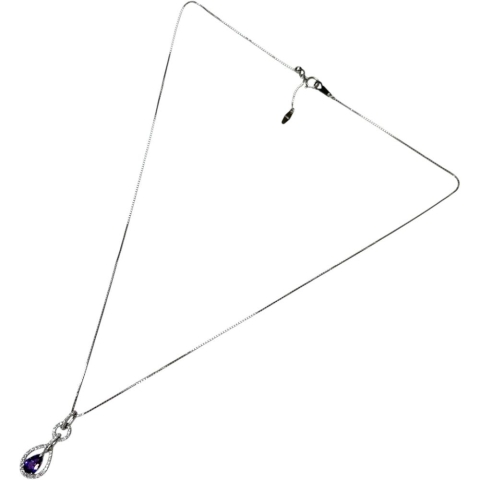バイオレットサファイア 1.00ct ダイヤモンド 0.20ct ネックレス K18WGホワイトゴールド 18金 4.2g 50cm レディース【中古】【真子質店】【NN】【MiMix】