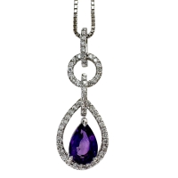 バイオレットサファイア 1.00ct ダイヤモンド 0.20ct ネックレス K18WGホワイトゴールド 18金 4.2g 50cm レディース【中古】【真子質店】【NN】【MiMix】