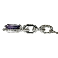 バイオレットサファイア 1.00ct ダイヤモンド 0.20ct ネックレス K18WGホワイトゴールド 18金 4.2g 50cm レディース【中古】【真子質店】【NN】【MiMix】