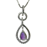 バイオレットサファイア 1.00ct ダイヤモンド 0.20ct ネックレス K18WGホワイトゴールド 18金 4.2g 50cm レディース【中古】【真子質店】【NN】【MiMix】