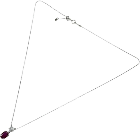 ルビー 0.919ct ダイヤモンド 0.12ct ネックレス K18WGホワイトゴールド 18金 2.2g 45cm レディース【中古】【真子質店】【NN】【MoTMi】