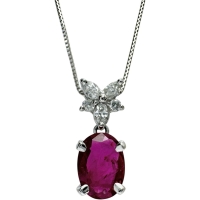 ルビー 0.919ct ダイヤモンド 0.12ct ネックレス K18WGホワイトゴールド 18金 2.2g 45cm レディース【中古】【真子質店】【NN】【MoTMi】