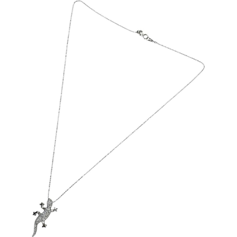 トカゲモチーフ ダイヤモンド 0.51ct ネックレス K18WGホワイトゴールド 18金 4.0g 45cm レディース【中古】【真子質店】【NN】【KIMo】