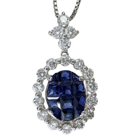セール☆ミステリーセッティング 天然サファイア 天然ダイヤ Van Cleef & Arpels ヴァンクリーフ＆アーペル ミステリー