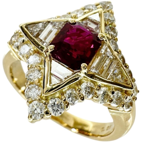 14.5号 ルビー 0.86ct ダイヤモンド 1.33ct リング・指輪 K18
