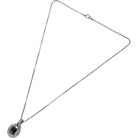 エメラルド 0.64ct ダイヤモンド 0.26ct ネックレス K18WGホワイトゴールド 18金 6.0g 40cm レディース【中古】【真子質店】【NN】【ITIx】