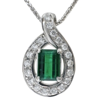 エメラルド 0.64ct ダイヤモンド 0.26ct ネックレス K18WGホワイトゴールド 18金 6.0g 40cm レディース【中古】【真子質店】【NN】【ITIx】