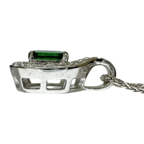 エメラルド 0.64ct ダイヤモンド 0.26ct ネックレス K18WGホワイトゴールド 18金 6.0g 40cm レディース【中古】【真子質店】【NN】【ITIx】