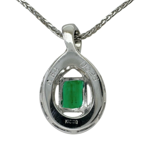 エメラルド 0.64ct ダイヤモンド 0.26ct ネックレス K18WGホワイトゴールド 18金 6.0g 40cm レディース【中古】【真子質店】【NN】【ITIx】