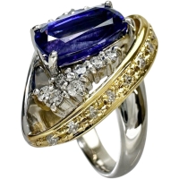 13.5号 タンザナイト 2.499ct ダイヤモンド 計0.23ct リング・指輪 K18ゴールド 18金/Pt900プラチナ 13.4g レディース【中古】【真子質店】【NN】【IMoDx】