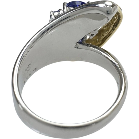 13.5号 タンザナイト 2.499ct ダイヤモンド 計0.23ct リング・指輪 K18ゴールド 18金/Pt900プラチナ 13.4g レディース【中古】【真子質店】【NN】【IMoDx】