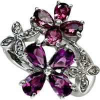 11.5号 ロードライトガーネット 計1.05ct ピンクトルマリン 計0.56ct ダイヤモンド 計0.05ct リング・指輪 K18WGホワイトゴールド 18金 6.6g レディース【中古】【真子質店】【NN】【IIxx】