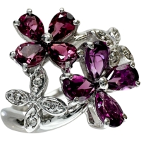 11.5号 ロードライトガーネット 計1.05ct ピンクトルマリン 計0.56ct ダイヤモンド 計0.05ct リング・指輪 K18WGホワイトゴールド 18金 6.6g レディース【中古】【真子質店】【NN】【IIxx】