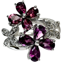 11.5号 ロードライトガーネット 計1.05ct ピンクトルマリン 計0.56ct ダイヤモンド 計0.05ct リング・指輪 K18WGホワイトゴールド 18金 6.6g レディース【中古】【真子質店】【NN】【IIxx】