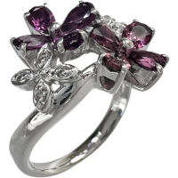 11.5号 ロードライトガーネット 計1.05ct ピンクトルマリン 計0.56ct ダイヤモンド 計0.05ct リング・指輪 K18WGホワイトゴールド 18金 6.6g レディース【中古】【真子質店】【NN】【IIxx】