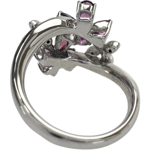 11.5号 ロードライトガーネット 計1.05ct ピンクトルマリン 計0.56ct ダイヤモンド 計0.05ct リング・指輪 K18WGホワイトゴールド 18金 6.6g レディース【中古】【真子質店】【NN】【IIxx】