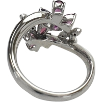 11.5号 ロードライトガーネット 計1.05ct ピンクトルマリン 計0.56ct ダイヤモンド 計0.05ct リング・指輪 K18WGホワイトゴールド 18金 6.6g レディース【中古】【真子質店】【NN】【IIxx】