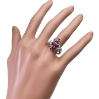 11.5号 ロードライトガーネット 計1.05ct ピンクトルマリン 計0.56ct ダイヤモンド 計0.05ct リング・指輪 K18WGホワイトゴールド 18金 6.6g レディース【中古】【真子質店】【NN】【IIxx】