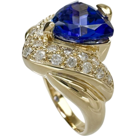 15号 タンザナイト 3.54ct ダイヤモンド 計0.50ct リング・指輪 K18ゴールド 18金 7.4g レディース【中古】【真子質店】【NN】【IMoDx】